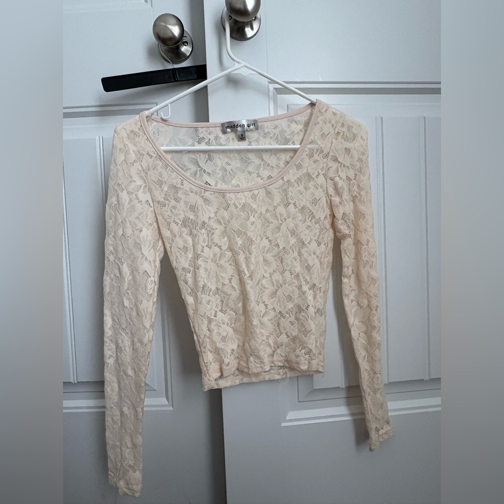 Madden Girl Lace Blouse - Cream